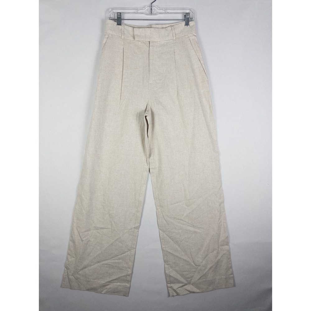 NWT Banana Republic Wide Leg Linen Pants‎ Womens 6 Oatmeal Pleated Coastal Quiet